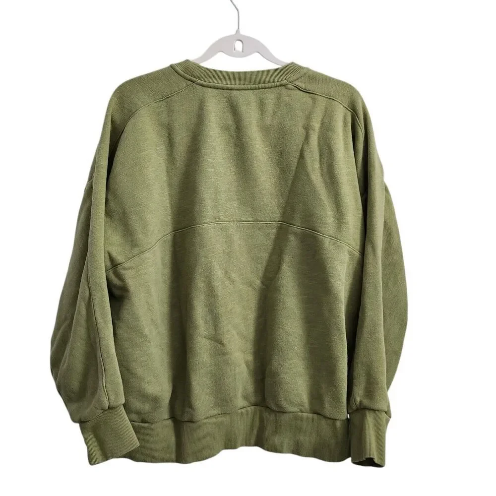 Sweaty Betty‎ Sweater Womens XL Green Pullover Essentials Cotton Longsleeve Logo - Picture 6 of 8